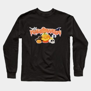 Funny Halloween Pumpkin Spider Bat Skull Long Sleeve T-Shirt